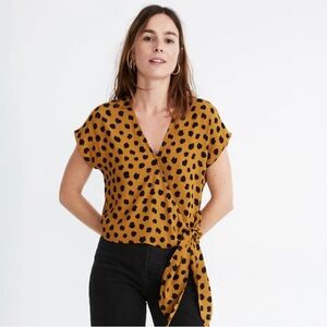 Madewell Sash-Tie Wrap Top in Painted Spots